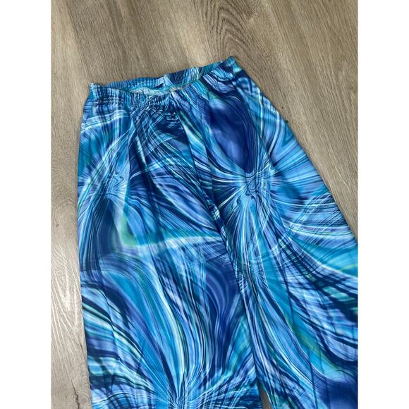 Cicci USA Blue Swirl Lounge Pants Unisex Medium Flowy Elastic Waist Boho Style - Picture 8 of 9